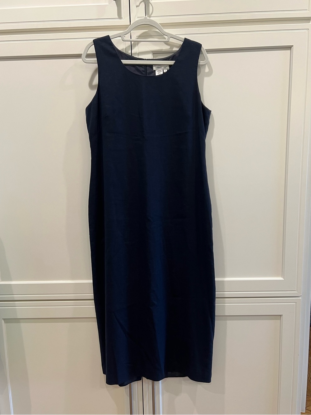 Coldwater Creek Classic Navy Linen blend Sleeveless Shift Dress Sz 14